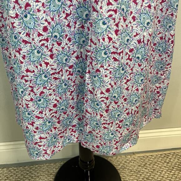 Ann Taylor Loft Skirt size Small Pink Blue Paisley Linen Midi A Line Summer - Picture 4 of 9